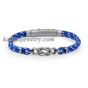 Pulsera <span class=keywords><strong>de</strong></span> Alta Calidad con Nudo Infinito, Brazalete <span class=keywords><strong>de</strong></span> Acero Inoxidable con Cierre Ajustable y Cordón <span class=keywords><strong>de</strong></span> Nailon para Hombre - Product Image 3