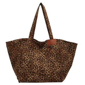Custom Print Leopard Print Loose Cotton Canvas Women's Handbag Mommy Shopping <b>Bag</b> - Product Image 1