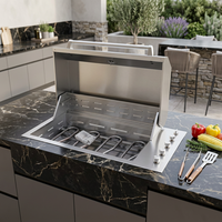 Barbecue de luxe haut de gamme en acier inoxydable à encastrer pour extérieur, gaz GPL/GN/Butane, brûleurs réglables, allumage électronique par impulsion