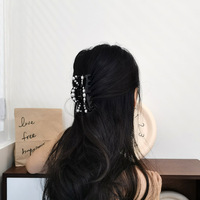 Canyuan écaille de tortue noir araignée forme femme pince à cheveux belle grosse perle griffe de cheveux personnalisé en gros