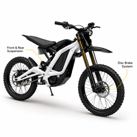 Moto tout-terrain électrique à suspension intégrale, batterie lithium 10000W 72V 35Ah, 2 vitesses, vitesse maximale >80 km/h