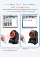 Scanner de codes à barres de bureau, lecteur de codes à barres QR filaire USB mains libres, détection d'image de code à barres 1D 2D pour entrepôt, supermarché