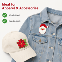 Lot de mini-écussons de Noël en gros : Écussons en chenille Père Noël, renne, pain d'épices, autocollants pour pulls ambiance festive, en stock