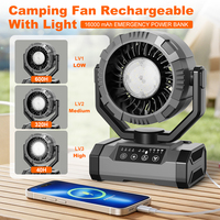 Ventilateur de camping rechargeable 16000mAh avec lanterne LED et télécommande 120 °   Ventilateur de bureau portable oscillant, vente en gros directe d'usine