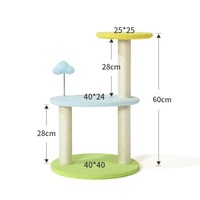 Arbre à chat moderne de luxe avec griffoir, structure d'escalade et maisonnette en bois