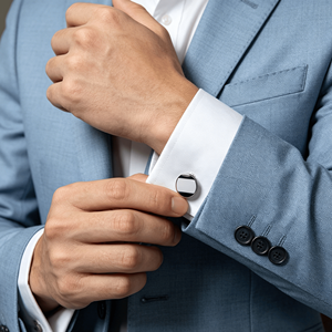 <b>Men's</b> Dress Stainless Steel Cufflinks Stylish Round Rustproof Cufflinks for Office Formal Occasion - Product Image 4