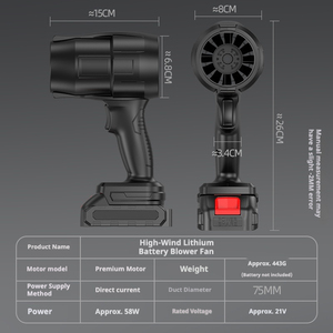 <span class=keywords><strong>Souffleur</strong></span> <span class=keywords><strong>sans</strong></span> <span class=keywords><strong>fil</strong></span> à moteur <span class=keywords><strong>sans</strong></span> balais de qualité industrielle 21V, batterie au lithium, débit d'air de 500m3/min, portable, pour déneigement extérieur - Product Image 5