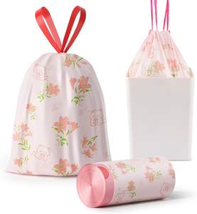 Bolsas de Basura Huamaohengchun de 4 Galones, LDPE, con Cordón, Coloridas, Portátiles, con Diseño de Lirios, Resistentes a Desgarros, en Rollo, para Baño - Product Image 1