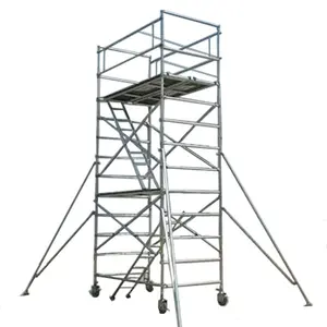 6 Meter Aluminium Mobiele Ladder Steiger Met Traptrap Wiel Voor Bouwwerken
