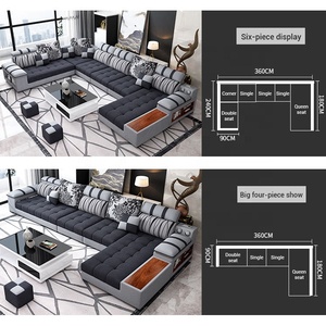 Bộ Ghế Sofa Gia Đình 7 Chỗ Ngồi, Đồ Nội Thất Hiện Đại Cho Phòng Khách Kiểu Mẫu Mới Dành Cho Người Lớn Có Thể Điều Chỉnh Được - Product Image 3