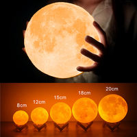 Popular soporte de madera Control táctil remoto 16 colores recargable 3D levitando LED Luna luces de noche lámpara Lunar bola redonda