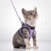 Set Harness dan Tali Kucing Mewah yang Dapat Disesuaikan, Bahan Nylon Solid, Ringan, Anti-Mencekik, untuk Petualangan Luar Ruangan