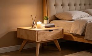 Premium Solid1 <b>Drawer</b> Nightstand, Minimalist Mid-Century Wooden Bedside <b>Table</b> for Bedroom - Product Image 3