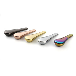 Pipa de Metal Tipo Cuchara, Recta, Portátil, Desmontable, Mini Pipa, Dorada, Oro Rosa - Product Image 3