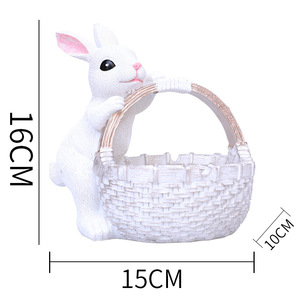 Wholesale New Creative Bamboo Basket with Resin Rabbit Decoration <strong>Easter</strong> <strong>Ornaments</strong> for Children - Product Image 6