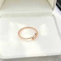Bague ouverte torsadée en acier inoxydable avec doubles extrémités boule, ajustable, style minimaliste, bijoux en stock pour la vente en gros