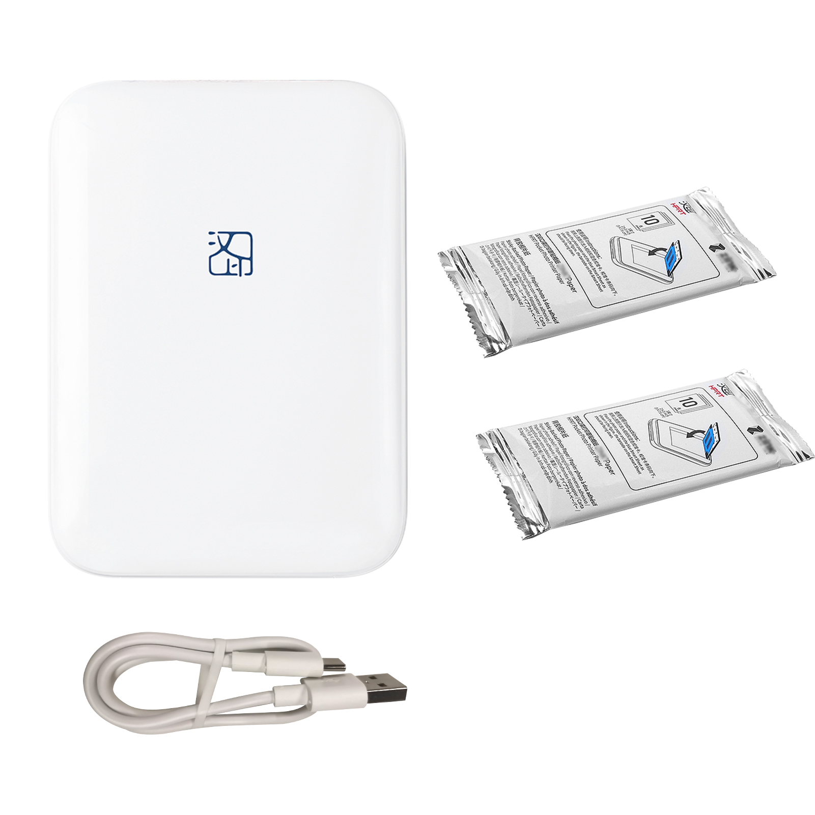 Impresora blanca con papel de 20 hojas
