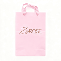Sacs cadeaux en papier rose pâle en gros avec logo imprimé à chaud en or, sacs de shopping de luxe personnalisés pour boutiques de cosmétiques et de vêtements