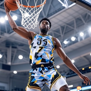 Tenues de basketball réversibles pour hommes, conçues sur mesure, respirantes, séchage rapide, imprimées, pour l'été. - Product Image 4