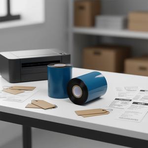 Cinta de Resina Térmica Azul de 3.27 Pulgadas para Etiquetado de Prendas e Impresión de Etiquetas - Product Image 2