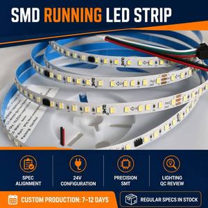 Bande <span class=keywords><strong>LED</strong></span> SMD 2835 à effet de défilement, pixels adressables, 24V, 126 <span class=keywords><strong>LED</strong></span>/m, 8 pixels/m, bande basse tension <span class=keywords><strong>pour</strong></span> <span class=keywords><strong>profilé</strong></span> en aluminium - Product Image 2