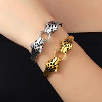 Bracelet manchette en acier inoxydable Double Babouche Bracelet pour femme Bracelets en zircon couleur or Bijoux de fête étanches