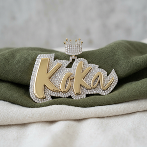 Colgante de lujo estilo hip hop para fiestas y eventos, con incrustaciones de moissanita y diamantes, de plata 925, personalizado con nombre, letra, texto o forma, para hombre. - Product Image 2