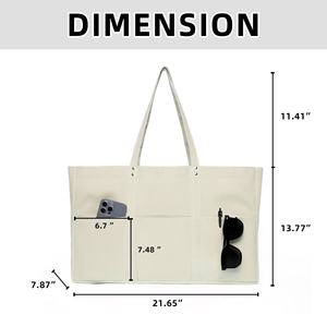 Borsa Tote grande moda tela pesante per tutti i giorni con 2 tasche anteriori - Product Image 6