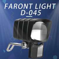 Phare avant de vélo noir étanche IPX4 6V-60V ABS, faisceau bas/haut, klaxon, luminosité 287LUX, haut-parleur 80-120dB, alimenté par dynamo