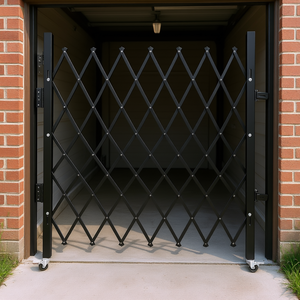 Puerta de seguridad plegable de acero tipo acordeón de 61 x 71 pulgadas, retráctil, con control manual, para garaje y cobertizo - Product Image 2