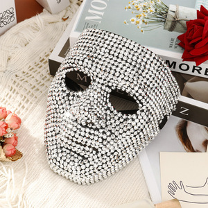 Máscara Facial Completa con Pedrería Brillante para Halloween y Festivales de Música, Accesorio de Disfraz Brillante para Conciertos y Fiestas - Product Image 4