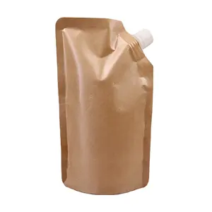 China Supply Eco Friendly Printed Packaging Custom Biodegradable Recyclable Liquid Kraft Paper Spout Pouch With Spout Top