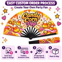 Éventails en gros en forme de maïs sucré, 33 cm (13 pouces), en bois, plastique, bambou, imprimés, pour Halloween, costumes, bals, éventails à claquer, en vrac