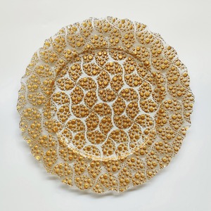 Luxo Sem Chumbo Ouro Rosa Pontos Carregador Placas De Vidro Modern Party Casamento Eventos Decoração Versátil Jantar Louça - Product Image 4