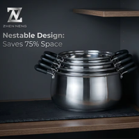 Ensemble de 4 casseroles en acier inoxydable sur mesure OEM, base à induction épaissie, marmite à soupe avec poignée en bakélite à toucher froid, vente directe d'usine