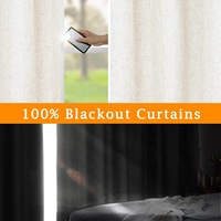 Rideaux occultants modernes blancs en polyester/lin texturé, thermiques, personnalisés, toutes saisons, pour salon, avec languettes tissées et tringle intégrée