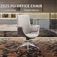 Chaise de bureau exécutive moderne promotionnelle en cuir, inclinable, avec base chromée et hauteur réglable