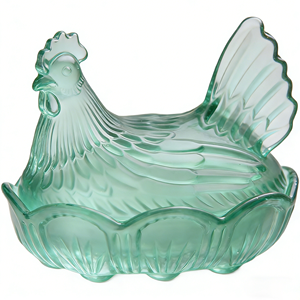 <span class=keywords><strong>Zuccheriera</strong></span> in Vetro a Forma di Gallina FLVC con Coperchio, Contenitore Decorativo <span class=keywords><strong>Vintage</strong></span> per Cucina e Tavola - Product Image 1