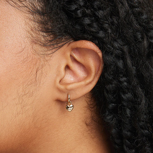 <strong>Sterling</strong> <strong>Silver</strong> 925 <strong>Silver</strong> Post Needle Dangle <strong>Hoop</strong> <strong>Earrings</strong> <strong>Small</strong> Heart-Shaped Cubic Zirconia Trendy Women &amp; Men Party - Product Image 4