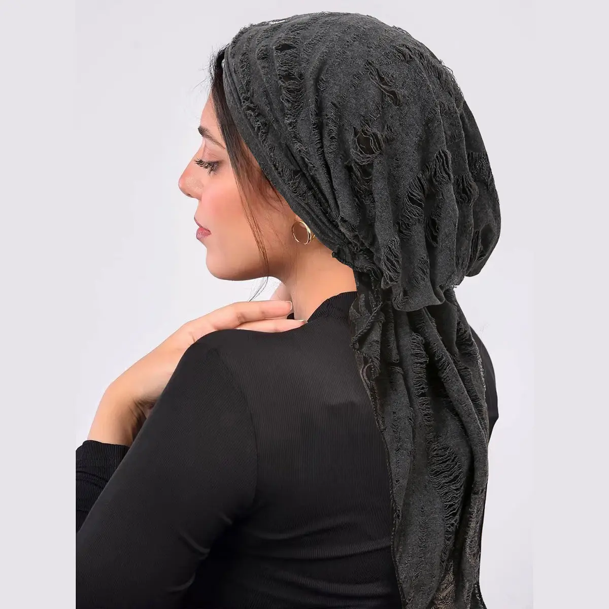 HZM-60934 Womens Turban Chemo Hat Head Scarves Slip-On Pre-Tied Headwear Bandana Sleep Hair Cover