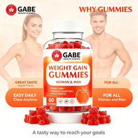 Gummies Prise de Poids Marque Blanche OEM 60 Unités Saveur Pomme Stimulant l'Appétit Digestion Développement Musculaire Courbes Hommes Femmes Personnalisé
