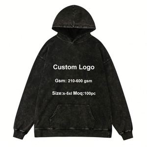High Quality <b>Men's</b> Hoodies Sweatshirts Spandex/Polyester Fleece Blank Acid Wash Unisex Premium Vintage Distressed Spring Custom - Product Image 1