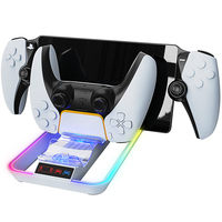 Station de charge multifonctionnelle 3 en 1 avec lumière LED RVB, double contrôleur, support de base pour manette PS5, console de jeu PS Portal