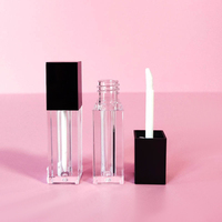Vente en gros de tubes de brillant à lèvres vides noirs et transparents de 2ml avec logo personnalisé