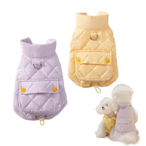 Fast Shipping Wholesale Manufacturer Peach Fabric Cotton Winter Luxury Dog Cat Vest Jacket Pet Clothes