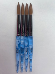 Pincel de <span class=keywords><strong>Uñas</strong></span> Acrílico 100% Kolinsky con Mango Acrílico, Pelo Natural de Marta Kolinsky, Férula Ovalada Rizada, Pincel Duradero para Arte de <span class=keywords><strong>Uñas</strong></span> DIY - Product Image 1