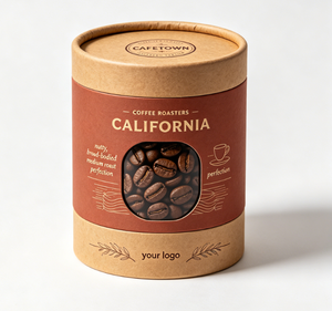 Custom Kraft Paper Tube Coffee Packaging With Clear <b>Window</b> Recyclable 50g 100g 150g Four-Color Printing Logo Design - Product Image 1