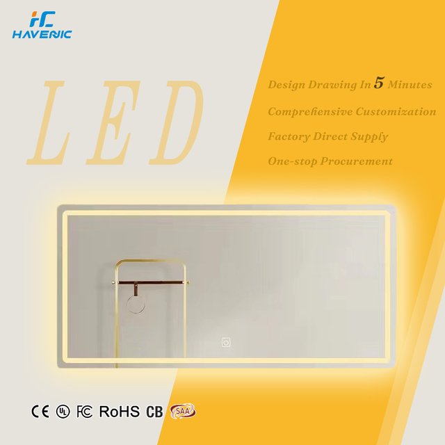 OEM ODM Salon Mirror Hotel Anti-fog Touch Screen Sensor Switch Frameless Home Decor Wall Makeup Vanity Smart LED Bathroom Mirror