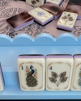 Jeu de Mahjong Américain Personnalisé Vintage Paon, 166 Tuiles de Mahjong Florales en Acrylique, Kit de Jeu de Mahjong Américain en Gros OEM ODM