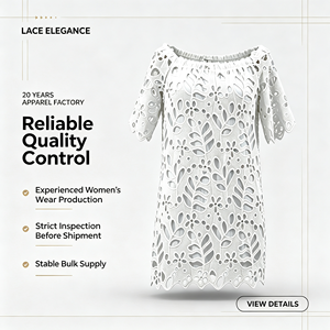 Robe mini respirante pour <span class=keywords><strong>femme</strong></span>, à épaules dénudées, avec découpes en dentelle et coupe ample, idéale pour les vacances d'été et les tenues décontractées ODMOEM - Product Image 5